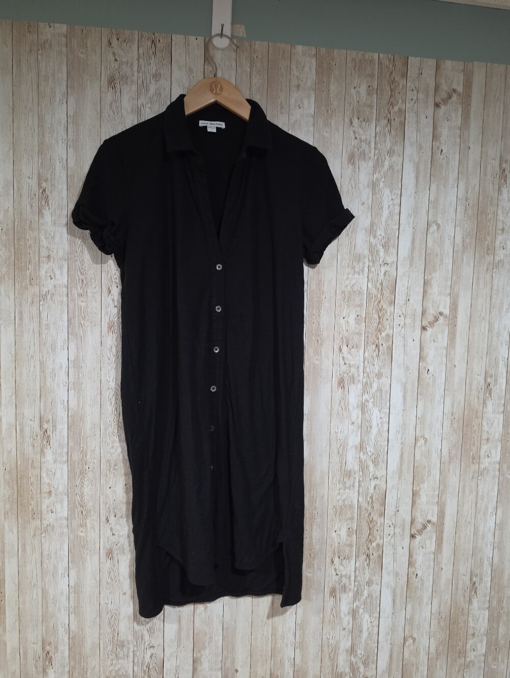 Standard James Perse Cotton Modal Black Minimalist Shirt Dress Size S 1